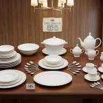 Blumen Porcelain Dinnerware - Complete Service Set 110Pcs (White & Gold) Ms Department Store Oman