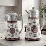 REGAL0.5 + 1.0Ltr.  Deluxe Arabic Design Vacuum Jug Set Silver ] MS Department Store Oman