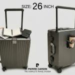 Pierre Cardin Kepler Pc Wide Trolley Aluminium Frame Case Set 26" Grey MS Department Store Oman