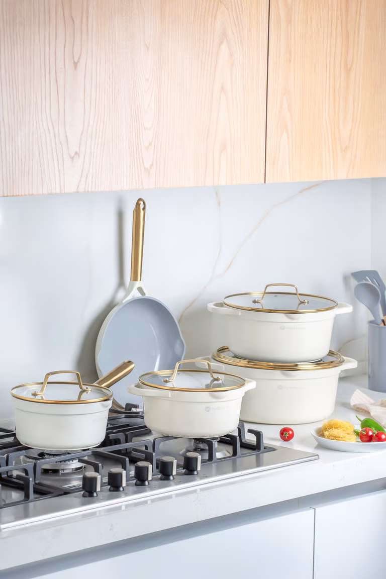 9 Pcs Vista Series Crystal Ceramic Cookwarecream MS Department Store Oman