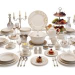 Blumen Elegance Gold Floral 103-Piece Bone China Dinner Set Ms Department Store Oman