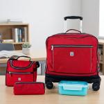 WIRES & WHEELS TROLLEY WITH LUNCH BAG + PENCIL CASE + LUNCH BOX RED