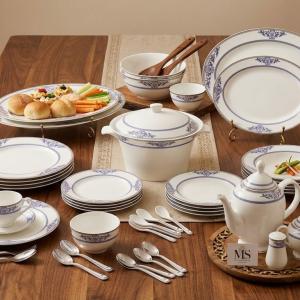 Blumen Royal Azure 57-Piece Premium Bone China Dinner Set- Blue Ms Department Store Oman