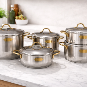 Stainless Steel Bonera 10 Pcs Nirvana Standart Set 18-20-22-24-28  Pot MS Department Store Oman