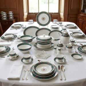 Blumen Exotic Teal Floral Porcelain Dinnerware Set 57 Pc Ms Department Store Oman