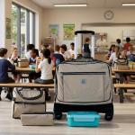 WIRES & WHEELS TROLLEY WITH LUNCH BAG + PENCIL CASE + LUNCH BOX BEIG COLOR