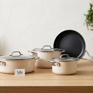 Enamel Bonera 7 Pcs Lilium Set 18"-24" Pot, 26" Low Pot, 26" Frypan MS Department Store Oman