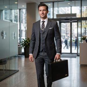 MONSCA LEATHER ATTACHE CASE 15X10.5X2.25 BLACK COLOUR, MS Department Store Oman