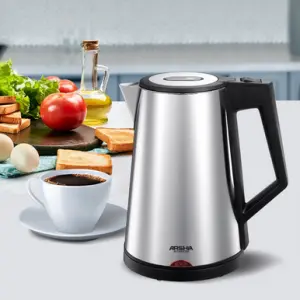 Stainless Steel Electric Kettle - Black/Silver MS Department Store Oman