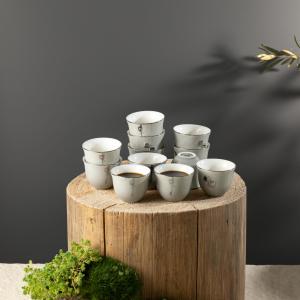 12 Pcs Arabic Coffee Cups From Liqaa - Grey + Silver MS Department Store Oman