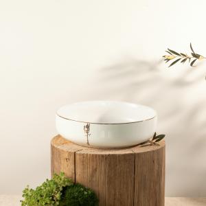 Porcelain Salad Bowl From Liqaa - Pearl White+Gold MS Department Store Oman