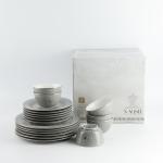 Dinner Set 18 Pc From Naqsh - Grey + Silver MS Department Store Oman