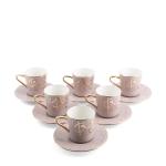 Porcelain Tea Set 12 Pcs From Jiwar -  Purple + Gold MS Department Store Oman