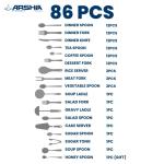 86Pcs Cutlery Stainless - Silver MS Department Store Oman